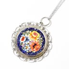 作品Vintage 1960's　mosaic style cloful flower motif　pendant