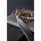 作品ルドラクシャと石の MALA　108+1 　purple gradation 108Mala