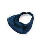 作品◇◆indigo 40/-linen hairband_border×plain