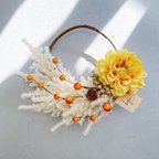 作品ｎｅｗ【 pampas dahlia orange wreath】パンパス ダリア オレンジ リース
