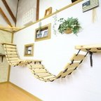 作品木製　ネコ用　吊り橋　キャットウォーク　Wタイプ　軽量タイプ