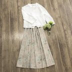 作品YUWA オーガニックリネン お花の ナチュラル かわいい 素敵な ギャザースカート