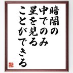 作品マーティン・ルーサー・キング・ジュニアの名言とされる「暗闇の中でのみ、星を見ることができる」額付き書道色紙／受注後直筆（V6236）