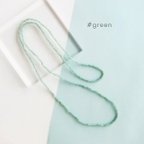 作品大粒 ミント グリーン  ワンカラー シンプル ロングネックレス 緑 SV 80