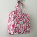 作品桜和柄エコバッグ、さくらタイト・アンド・タイディ・トートバッグ、Cherry Blossom Tight ‘n’ Tidy Tote Bag, Eco bag, ピンク、白