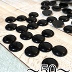 作品送料無料　50個　無地　ブラックカラー　カボション　貼り付けパーツ　SACR S150.14mm