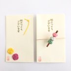 作品水引　ポチ袋【菜の花結び・３色だんご】２枚セット