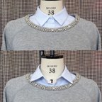 作品【型紙】ビブ型付け衿①台衿付きシャツカラー140-Lsize　J010-FZ15レディースサイズあり