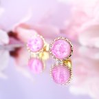 作品特集掲載🌸色が変わる 桜色１粒ピアス～sakura jelly～ さくら サクラ 春 ピンク シンプル  小さい レジン