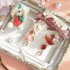 作品【再販予定】甘ずっぱいストロベリーティーのsweetお茶会🍓🎀(イヤリング・ピアス変更可)