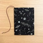 作品 【 文庫本 】ブックカバー   ハンドメイド  ミニ宇宙  くろ