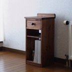 作品☆新サイズ☆◻︎#75スリム.1drawer+shelf side table (d.wt/tkbr)