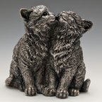 作品純銀張り彫刻 2匹の子猫 フィギュリン 英国 Comyns カントリーアーティスト 174g