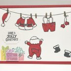 作品クリスマスカード 「Santa's suits」シリーズ 🎄 サンタクロース クリスマス プレゼント コート ブーツ 帽子 stampinup  スタンピンアップ ROSE 