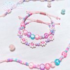 作品【2連set♥︎︎】お花のコードブレスレット　PU/PK/BU