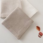 作品ミニハンカチ　綿　麻　[無地  生成 (濃)]   刺繍　練習布　ドイリー　素材　お受験　お子様
