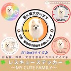 作品《10cm Sサイズ》レスキューステッカー My Cute Family うちの子専用 完全防水・高耐久性  送料無料 