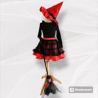 作品【販売】110サイズ☆魔女っ子スカート&魔女っ子帽子　あか　ハロウィン、撮影会