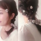 作品ビーズとビジューのヘアクセセット☆普段使いから結婚式や二次会にも！【ベージュ】