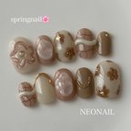 作品ネイルチップ　ネイル　春ネイル　NEONAIL