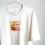 作品ハンバーガーおもしろビッグTシャツ ベージュ(男女兼用半袖Tシャツ)