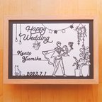 作品切り絵　結婚式　ウェルカムボード　韓国イラスト　線画　Bタイプ