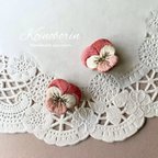 作品春pink ビオラ刺繍イヤリング