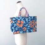 作品横長トート キルティングBAG　～ African Blue×Orange ～