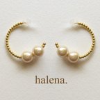 作品【halena.】 ２粒パールフープピアス