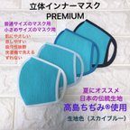 作品【立体インナーマスクPREMIUM】高島ちぢみ®︎使用　ズレない　肌に優しい　肌荒れ予防　洗濯機で洗える　息しやすい　ずれない　立体　口元快適　シンプル　綿100％生地　スカイブルー