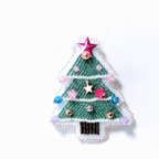 作品ビーズ刺繍 クリスマスツリーのブローチ③