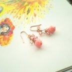 作品【K14GF】 LOVE antique rose 天然石ピアス インカローズ（ロードクロサイト）恋愛成就のお守り♡【ESMÉ】