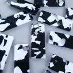 作品[4pcs] 韓国製 アクリルパーツ ダルメシアン スクエア  マーブル ブラック ホワイト