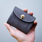 作品flap mini wallet [ Ash gray ] オコシ金具 ver. ミニ財布 コンパクトウォレット