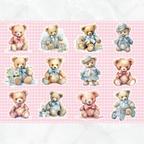 作品♡新作♡10枚 pink blue bear1コラージュシート