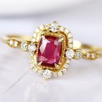 作品「豪華」K18  天然ルビー　天然ダイヤモンド　リング　純愛　女性　女王　0.8ct