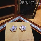 作品♡ピンクオパールとパールのお姫様ピアス♡