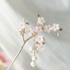 作品色が変わる 桜の枝のかんざし　簪 ヘアアクセサリー