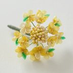 作品菜の花のコサージュ　正絹　羽二重　つまみ細工