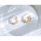 作品: 太陽の冠 :  citrine & czech glass ゴールドフープピアス14KGF　