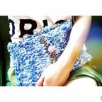 作品再販☆ハンドメイド☆デニム手編みポシェット * knittedenim * B