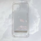 作品iPhone15 14ケース　スマホケース　クリア　透明　月　空　雲　淡い　くすみカラー