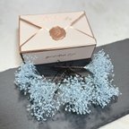 作品送料無料！『数量限定』かすみ草の髪飾りとギフトボックス〜light blue〜 結婚式 ウェディング ヘッドドレス 前撮り 成人式　浴衣