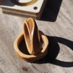 作品 木の指輪 ケース付き(ウッドリング)  波柄　メープル材