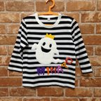 作品ハロウィン☆ふわもこのおばけがにっこり☆ボーダー長袖Tシャツ