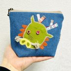 作品パッチワーク☆Tatsu denim pouch▼▽受注制作