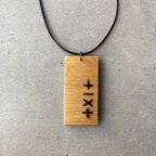 作品木刺繍ネックレス“計算記号”メンズ（ナチュラル）