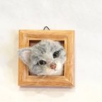 作品羊毛フェルトの猫　サバトラ猫ちゃんの壁飾り