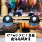 作品新品 K14WG 天然 タヒチパール 南洋黒蝶真珠 約10.8mm ラウンド スタッドピアス タヒチ黒真珠 ホワイトゴールド ジュエリー 宝石 黒蝶真珠