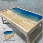 作品折り畳みテーブル　レジンアート　海アート　折り畳み　テーブル　壁掛け